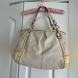 Vintage Coach Cream and Yellow Leather oversized Bag